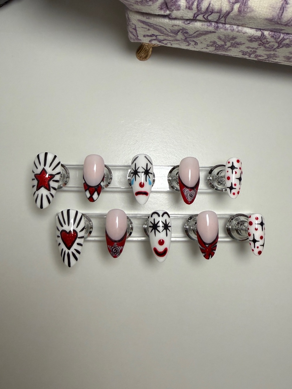 Carnival Clown Handpainted Custom Press On Nail Set